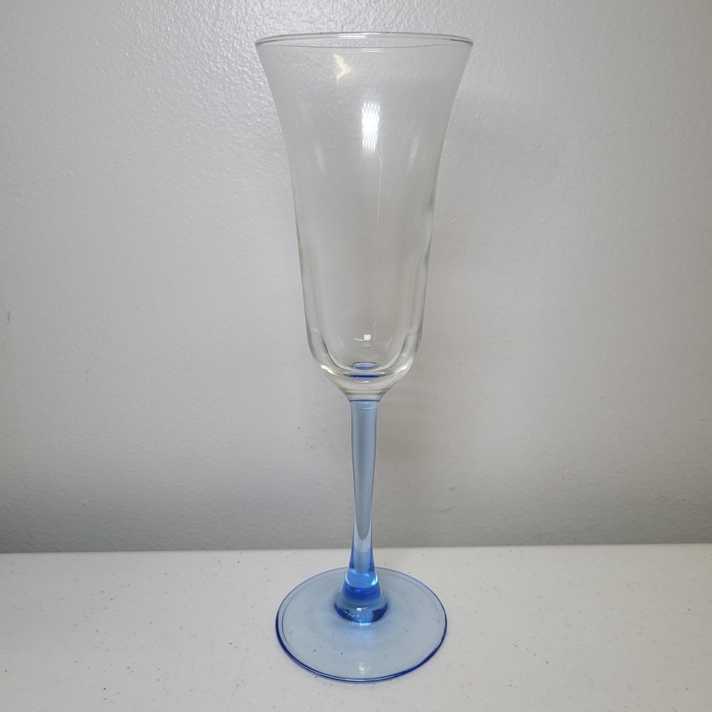 France Luminarc Blue Stemmed‎ Glass Vintage Champagne Flute 9 inch